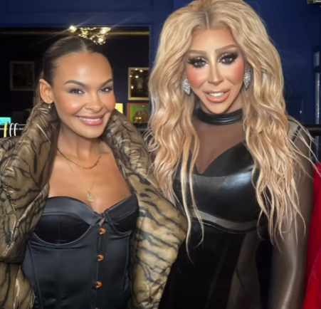 Picture of Davina Devine with a friend in black dress